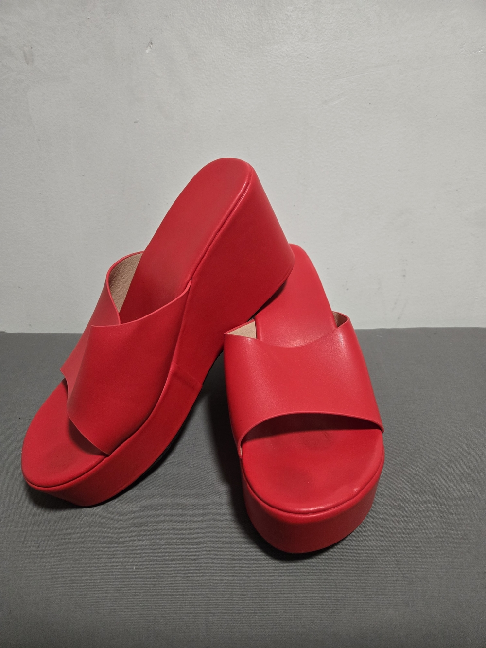 Women's Red Platform Slide Sandals